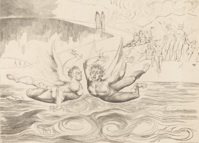 Sirkelen til de korrupte tjenestemennene, djevlene som ødelegger hverandre, 1827. av William Blake