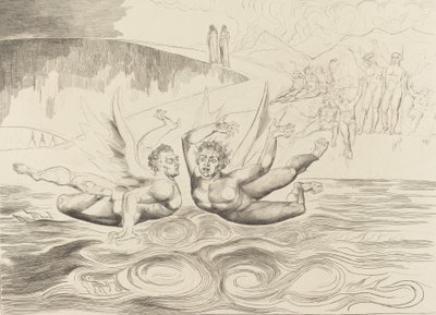Sirkelen til de korrupte embetsmennene, djevlene som ødelegger hverandre, 1827. av William Blake