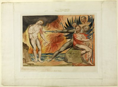 Kretsen av de korrupte tjenestemenn; the Devils Tormenting Ciampolo. Inferno, canto XXII av William Blake