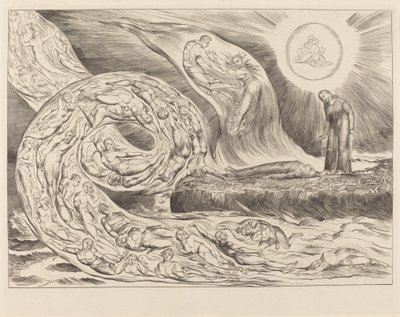 The Circle of the Lustful: Paolo og Francesca av William Blake