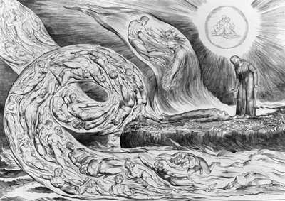 De vellystiges krets: Paolo og Francesca, fra Dantes Den guddommelige komedie (Inferno) av William Blake