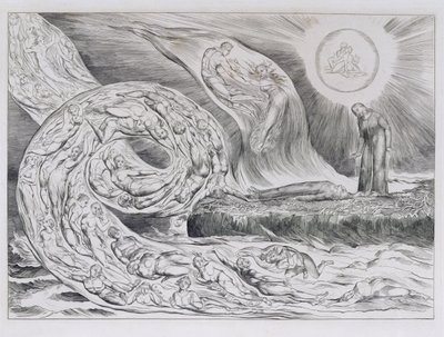 'The Circle of the Lustful', illustrasjoner av Dantes guddommelige komedie av William Blake