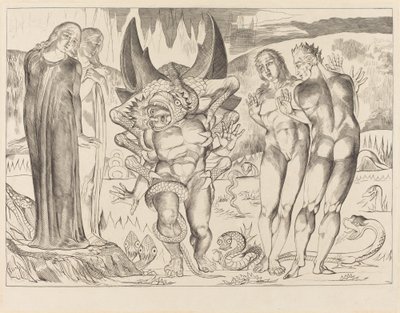 Tyvenes sirkel; Agnolo Brunelleschi angrepet av en seksfots slange av William Blake