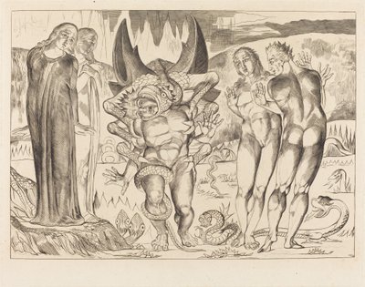 Tyvenes sirkel; Agnolo Brunelleschi angrepet av en seksfots slange av William Blake