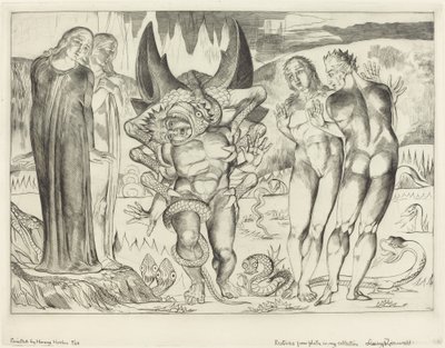 Tyvenes sirkel; Agnolo Brunelleschi angrepet av en seksfots slange av William Blake