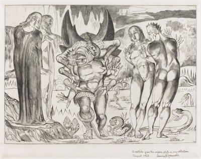 Tyvenes sirkel; Agnolo Brunelleschi angrepet av en seksfots slange av William Blake