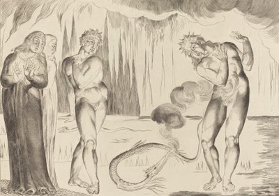 Tyvenes sirkel, Buoso Donati angrepet av slangen, 1827. av William Blake