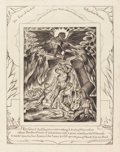 Ødeleggelsen av Jobs sønner, 1825. av William Blake