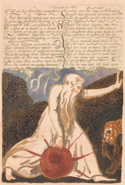 Den første boken til Urizen, Plate 20, "Av liv forlatte fjell ...." (Bentley 23) av William Blake