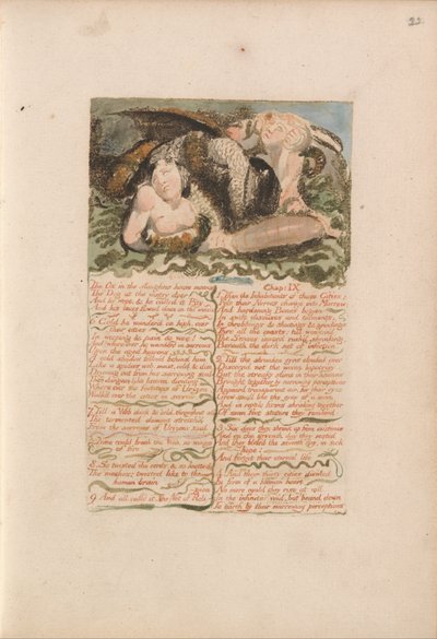 Den første boken til Urizen, plate 26, Oksen i slakteriet stønner.... (Bentley 25) av William Blake