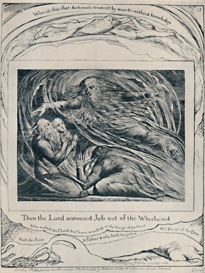 Herren svarer jobb ut av virvelvinden. Fra Job., c1780-1820, 1923 av William Blake