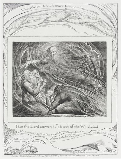 Herren svarer Job ut av stormvinden av William Blake
