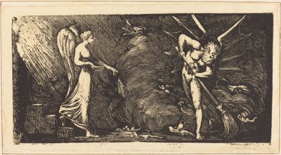 Mannen som feier tolkestuen, ca. 18201822. av William Blake