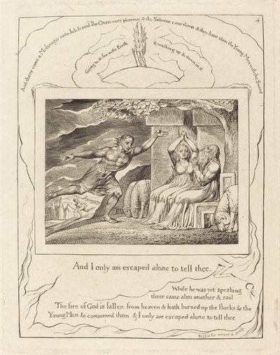 Sendebudene forteller Job om hans ulykker, 1825. av William Blake