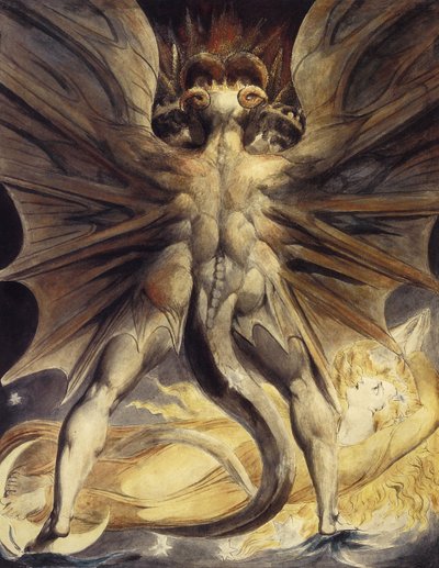 Den røde dragen og kvinnen kledd i sol, ca 1802-1805 av William Blake