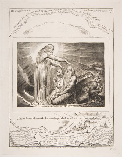 The Vision of God, fra illustrasjoner av Jobs bok, 1825-26. av William Blake
