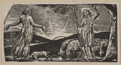 Thenot protesterer med Colinet, fra Thorntons Pastorals of Virgil, 1821. av William Blake