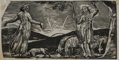 Thenot protesterer med Colinet, fra The Pastorals of Virgil av William Blake