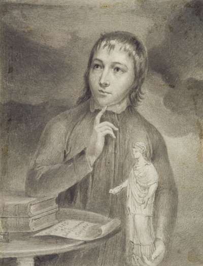 Thomas Alphonso Hayley, Half-Length Drawing, ca. 1800 (grafitt med grå b/c på papir) av William Blake