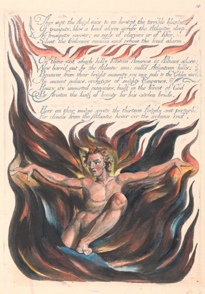 «Slik gråt Engelens stemme, og mens han gråt, de fryktelige vindkastene...» (Plate 12) av William Blake