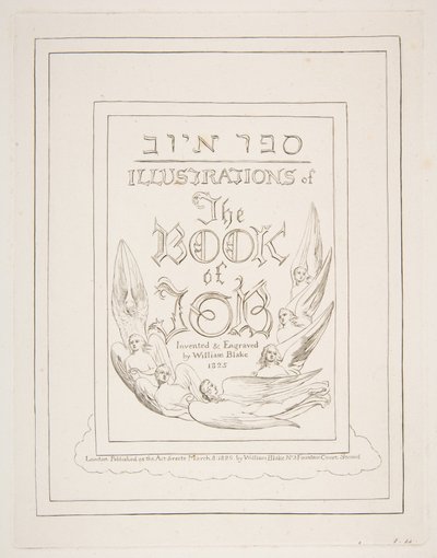 Tittelside, fra illustrasjoner av Jobs bok, 1825-26. av William Blake