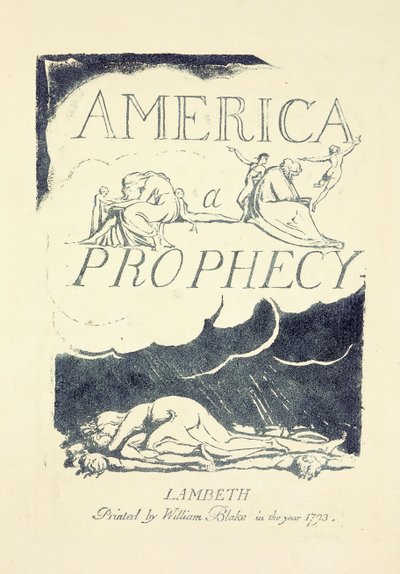 Tittelside fra "America, A Prophesy", midten av 1790-tallet av William Blake