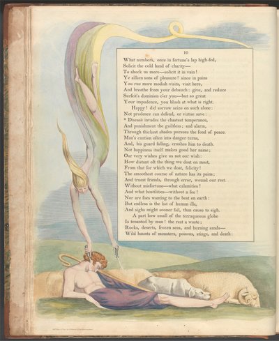 Young's Night Thoughts, side 10, "Sjukdom invaderer den kyskste temperament" av William Blake