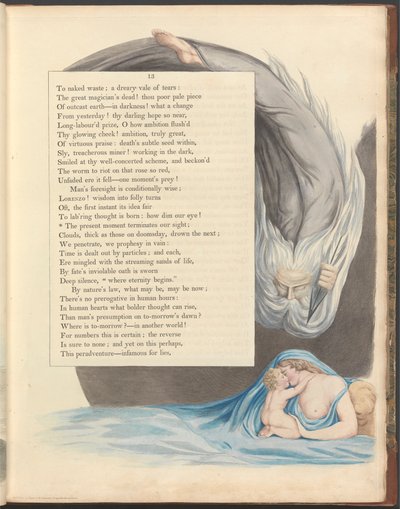 Young's Night Thoughts, side 13, "Det nåværende øyeblikket avslutter vårt syn" av William Blake