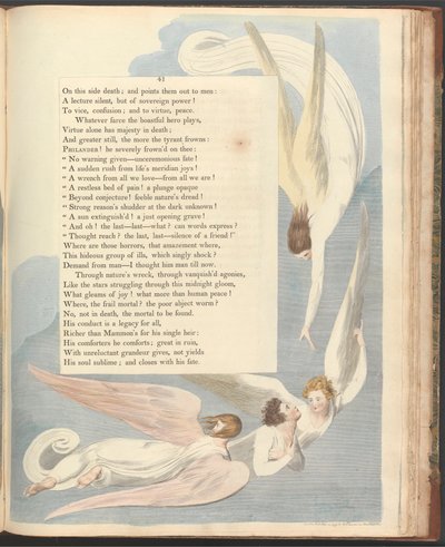 Young's Night Thoughts, side 41, "Et strålende merke, de rettferdiges dødsleie" av William Blake