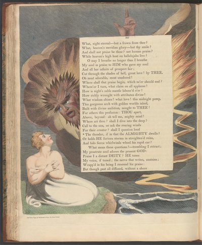 Young's Night Thoughts, side 80, "Tordenen hvis den allmektige bor i" av William Blake
