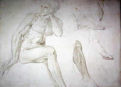 Mannlige nakenstudier (blyant på papir) av William Blake Richmond