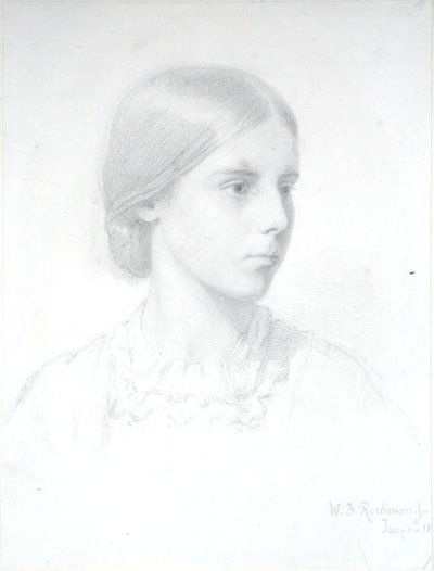 Portrett av en ung kvinne (blyant på papir) av William Blake Richmond