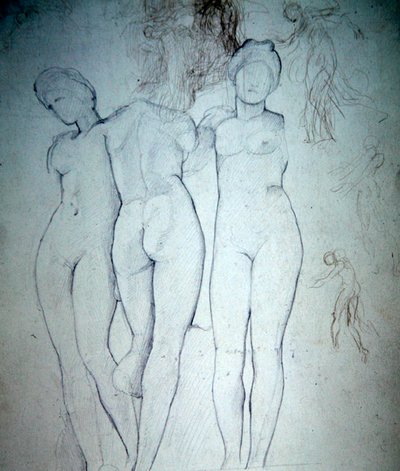 Tre nakenbilder (blyant på papir) av William Blake Richmond