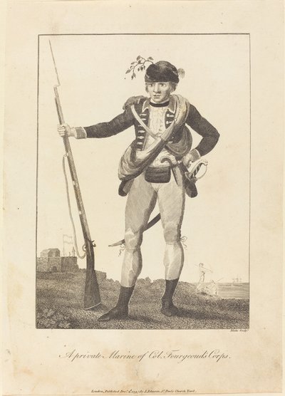 En privat marinesoldat fra oberst Fourgeouds korps av William Blake after John Gabriel Stedman
