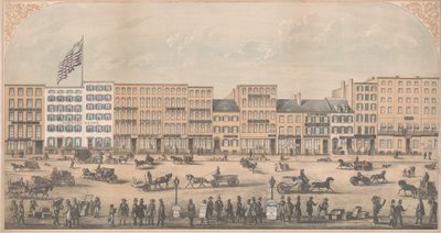 Utsikt over Park Place, New York, fra Broadway til Church Street, North Side, A.D. 1854, av William Boell