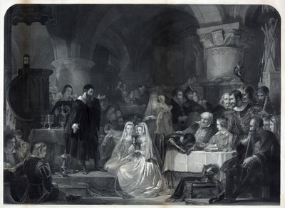 John Knox administrerer den første protestantiske nattverden, pub. 1849 av William Bonner
