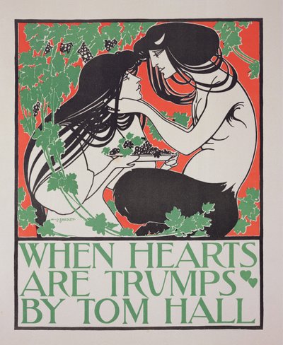 Gjengivelse av en plakat med reklame "When Hearts are Trumps" av Tom Hall (se 41529) av William Bradley
