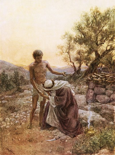 Abraham og Isak ved fjellet Moria av William Brassey Hole