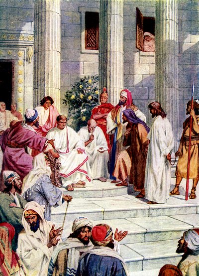 Jesus blir ført til Pontius Pilatus - Bibelen av William Brassey Hole