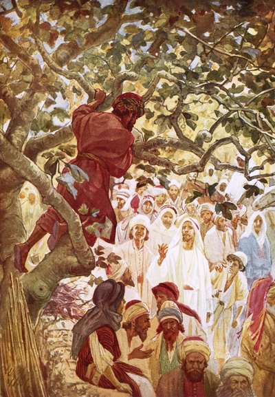 Jesus tilkalte tolleren Sakkeus for å underholde ham i huset hans av William Brassey Hole