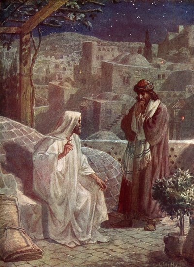Nikodemus besøker Jesus for å høre hans lære - Bibelen av William Brassey Hole