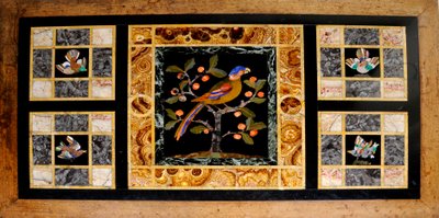 Detalj av et bord med marmorplate (eik og marmor) av William Burges