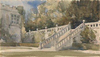 Hagetrapp, Haddon Hall av William Callow