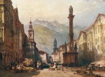 Innsbruck, fra et oljemaleri (fargelitografi) av William Callow