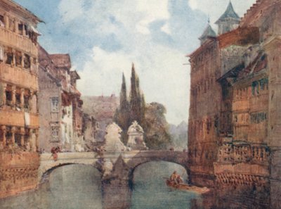Gamle broen, Nürnberg (fargelitografi) av William Callow
