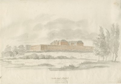 Stafford - Shire Hall: arkitektens blekktegning (tonet), nd [c 1798] (tegning) av William Carter