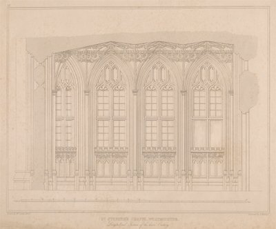 St. Stephen's Chapel, Westminster - Lengdesnitt av det nedre oratoriet av William Caveler