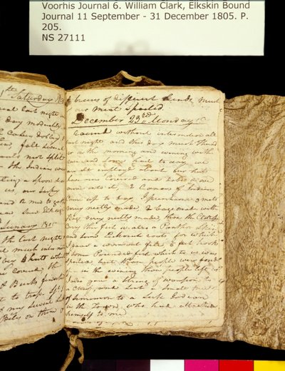 Clark Family Collection- bind 6. Elkskin Journal, side 205, 22.-23. Desember 1805 av William Clark