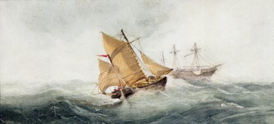 Nærmer seg vraket, 1837 (wc und gouache på papir) av Clarkson Frederick Stanfield