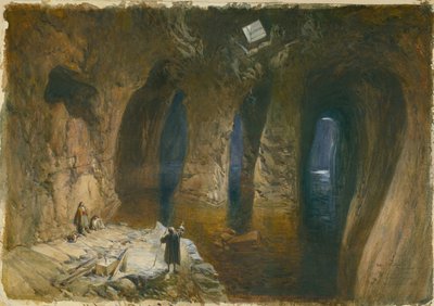 Bahr el Khabeer eller Great Sea Rock-cut sisterne under stedet for Salomons tempel, 1870 (wc og blyant på papir) av William Crimea Simpson